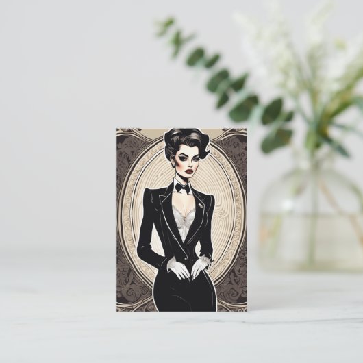 ル喫煙tuxedo、ヴィンタグの服を着たゴージャスなダイバ 名刺 (スタンド正面)
