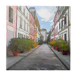 ル・クレミュー通り(Rue Cremieux)のカラフルな家 - パリ タイル