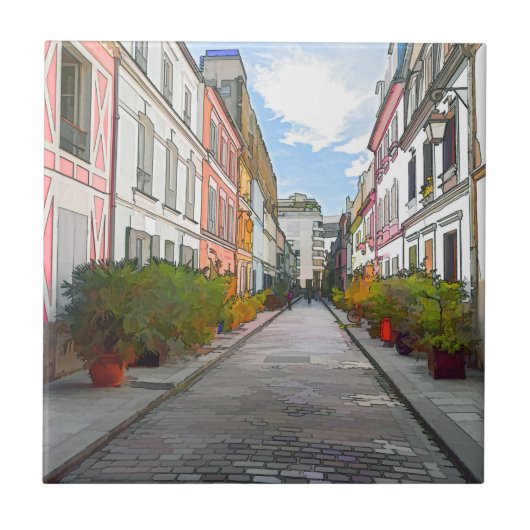 ル・クレミュー通り(Rue Cremieux)のカラフルな家 - パリ タイル (正面)