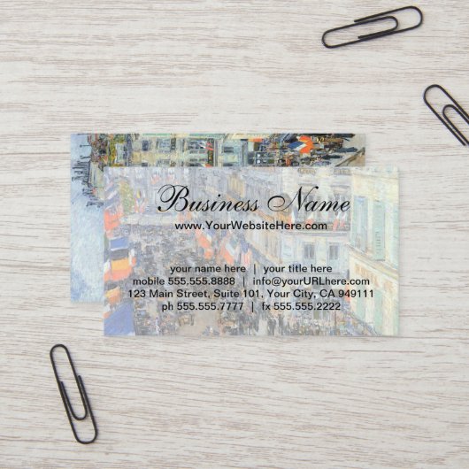 ル・ダゥヌ通り、七月十四日（パリの七月祭） チャイルド・ハッサム 名刺 (正面/裏面インサイチュ)