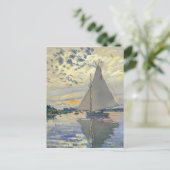 ル・プティ・ジュネヴィリー島を航行するモネのボートの水 ポストカード (スタンド正面)