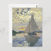 ル・プティ・ジュネヴィリー島を航行するモネのボートの水 ポストカード (正面/裏面)