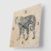 レかわいらしオパード時計 スクエア壁時計 (傾斜)