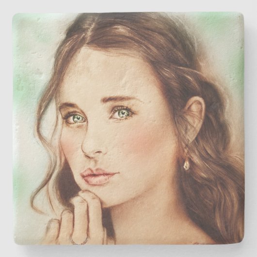 レかわいらしディエレガント・ストーン・コースター、ヴィンテージ・アート ストーンコースター (正面)