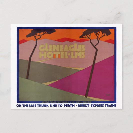 レアグレンイーグルズヴィンテージ旅行ポスター復元 ポストカード (正面)