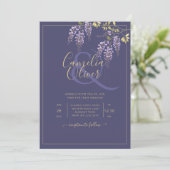 レアジー パープルゴールド ウィステリア フラワーズ ウェディング インビテーション (スタンド正面)