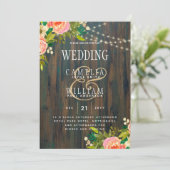 レアジー ラスティック ウッド ピーチ コーラル フローラル ウェディング 招待状 (スタンド正面)