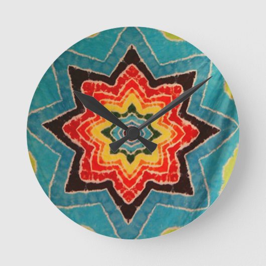 レアスター絞り染めPhatFinishes時計 ラウンド壁時計 (正面)