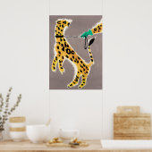 レアッシュヴィンテージミニマリストのウォールアートにヒョウ。 ポスター (キッチン)