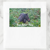 レアブラックニューフォレストポニー – ワイルドホース – イングランド 長方形シール (バッグ)