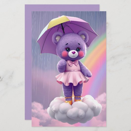 レアベア・パープル 便箋 (正面/裏面)