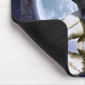 レアホワイトラヴェンス&ムーンワイルドライフアートファンタジー マウスパッド (コーナー)