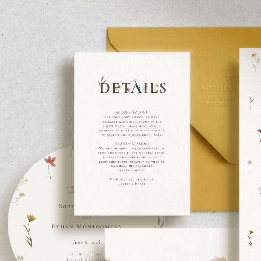 レアンダー結婚ワイルドフラワー エンクロージャーカード