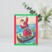 レアヴィンテージサンタスタンドインカヌー、ファーハットコピー ポストカード (スタンド正面)