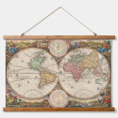 レアヴィンテージ2半球マップ | 吊り下げ型タペストリー (正面)