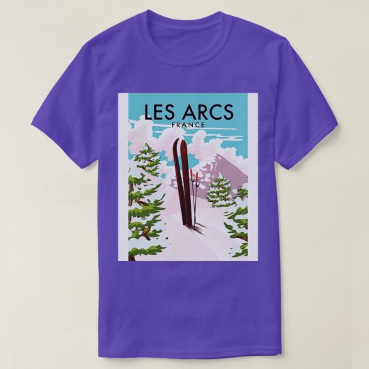 レアークスフランス旅行スキーポスター Tシャツ (デザイン正面)