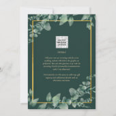 レア ジューシー ユーカリ グリーン ゴールド ウェディング QRコード インビテーション (裏面)