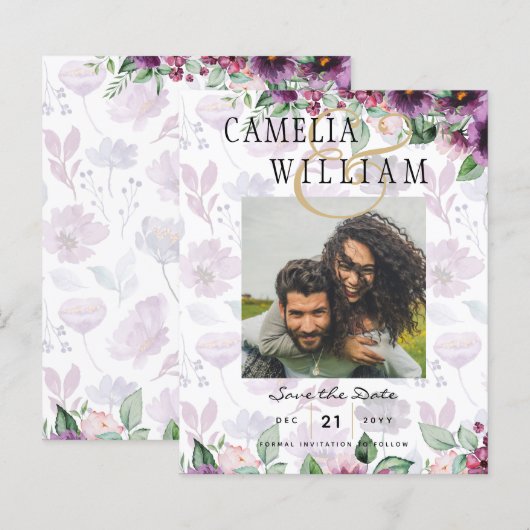 レア・ジー プラムパープル ベリー フローラル ウェディング 秋 冬 (正面/裏面)