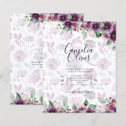 レア・ジー プラムパープル ベリー フローラル ウェディング 秋 冬 (正面/裏面)