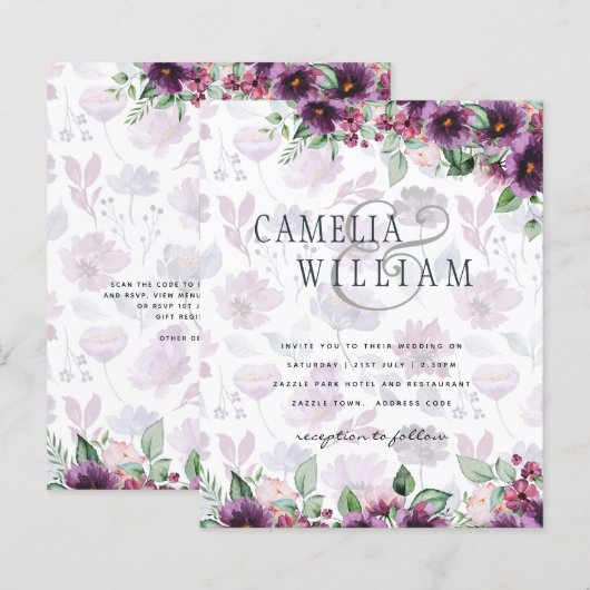 レア・ジー プラム パープル ベリー フローラル ウェディング 秋 冬 (正面/裏面)