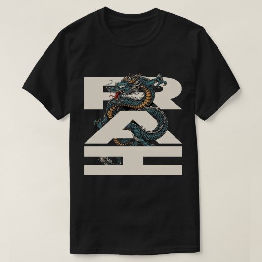 レア・ドラゴン・ストリートウェア・アート・日本神話 Tシャツ (デザイン正面)