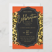 レア 予算 グラムチック おしゃれ ブライダルシャワー ゴールド オレンジ 招待状 (正面)
