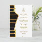 レア・G ブラックゴールドイスラム教 ムスリム 結婚式招待状 招待状 (スタンド正面)
