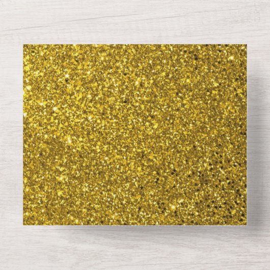 レアGゴールドペイズリーイスラム教ムスリムウェディング招待状 オールインワン招待状 (裏面)