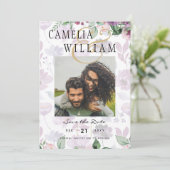 レアGプラムパープルベリーフローラルウェディングオータムウィンター 招待状 (スタンド正面)