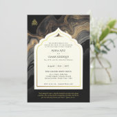 レアG　イスラム教式　黒と金のモスク　エレガント 招待状 (スタンド正面)