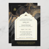 レアG　イスラム教式　黒と金のモスク　エレガント 招待状 (正面/裏面)