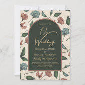 レアG エメラルドグリーン テラコッタ ゴールド 秋 結婚式 招待状 (正面)