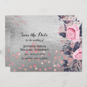 レアG シルバー ネイビー ローズゴールド ピンク フラワー ウェディング (正面/裏面)