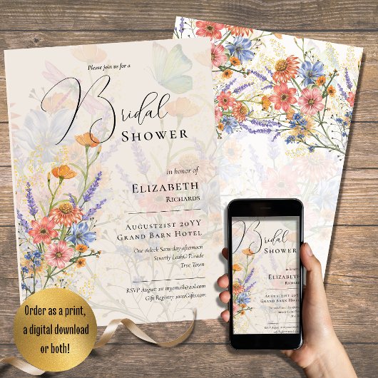 レアG スプリング サマー ボーホー フラワー ウェディング 招待状