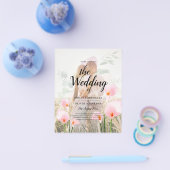 レアG ピンク カラーリリー フォトオーバーレイ ウェディング 招待状 チラシ (シングル)