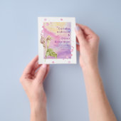 レアG ピンク カラーリリー フラワーのウェディング 招待状 チラシ (手)