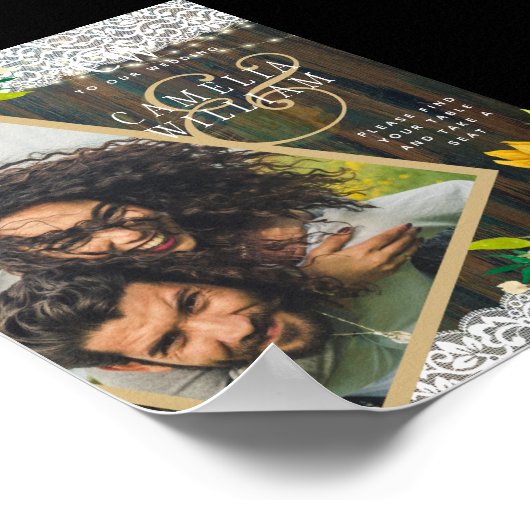 レアG ラスティック サンキライ レース フォト ウェディング ウェルカム ポスター (角)