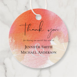 レアG　予算ウェディング　レッドオレンジ　水彩　葉 フェイバータグ