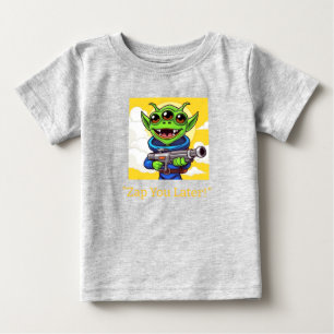 レイおもしろいガン付きグリーンエイリアン   漫画のSpTシャツ ベビーTシャツ