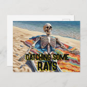 レイおもしろいスケルトンTシャツのキャッチ ポストカード (正面/裏面)