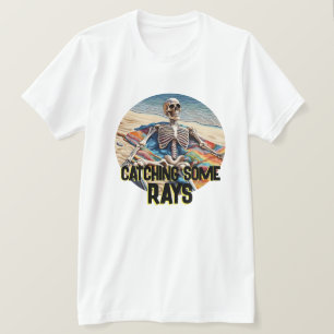 レイおもしろいスケルトンTシャツのキャッチ Tシャツ