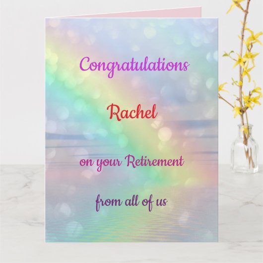 レイかわいらしンボーパーソナライズされた引退 カード (黄色い花)