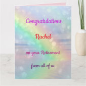 レイかわいらしンボーパーソナライズされた引退 カード (正面)