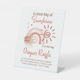 レイオブサンシャインガールベビーシャワーおむつラッフル 台座サイン