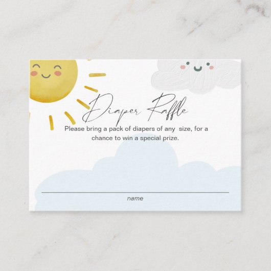 レイオブサンシャインクラウドボーイおむつラッフルスモール エンクロージャーカード (正面)