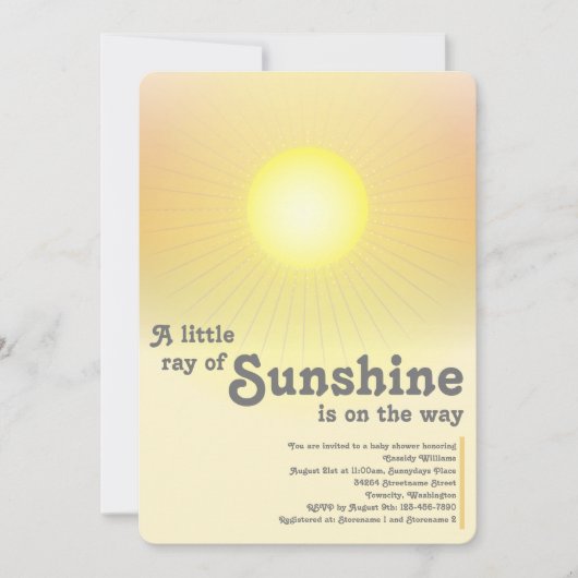 レイオブサンシャインサンベビーシャワー招待状 招待状 (正面)