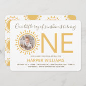 レイオブサンシャインフォトベビーファースト誕生日 招待状 (正面/裏面)