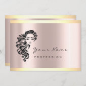 レイカメイクアップアーティスト美しいスタジオヘアドレッサーバラ 招待状 (正面/裏面)