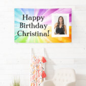 レイカラフルズカスタムフォト誕生日パーティバナー 横断幕 (インサイチュ)