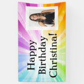 レイカラフルズカスタムフォト誕生日パーティバナー 横断幕 (縦)